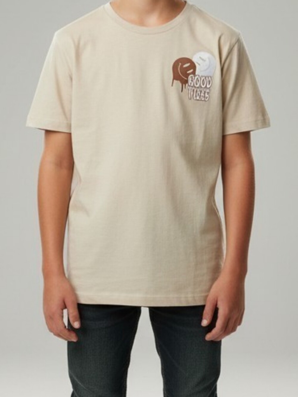 Eighty Eight Cream Short-Sleeve Tee with Brown & White Chest Graphic